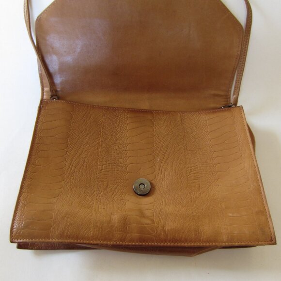 Vintage 1980’s Krizia Tan Leather Shoulder Bag Designer - Picture 4 of 12